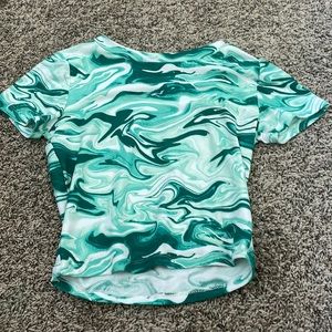 Green patterned crop top